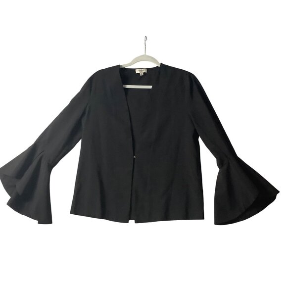 Umgee Boho Black Bell Sleeve Open Front 1 Button Top Women Small Cotton Blend - Picture 1 of 7
